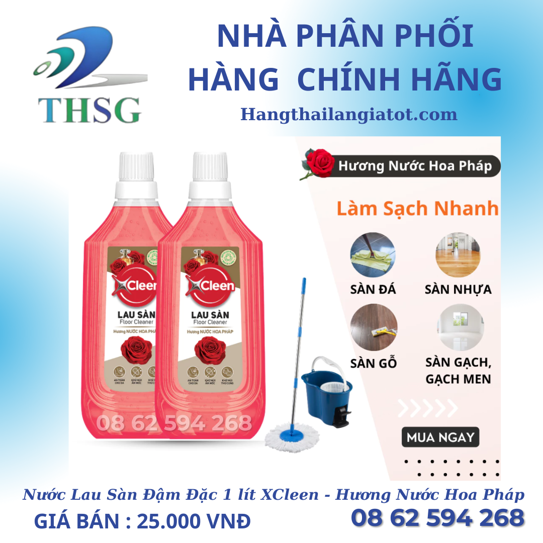 Nước Lau Sàn Đậm Đặc 1 lít XCleen - Hương Nước Hoa Pháp